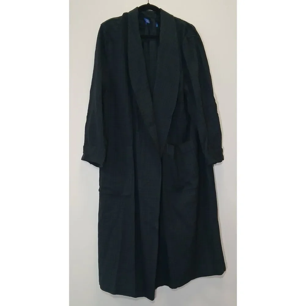 Vintage pendleton mens large long wool robe tartan plaid teal dark green